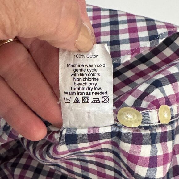 Tailored by J. Crew Factory Plaid Slim Button Down Shirt Business Casual Men's L - Picture 5 of 7